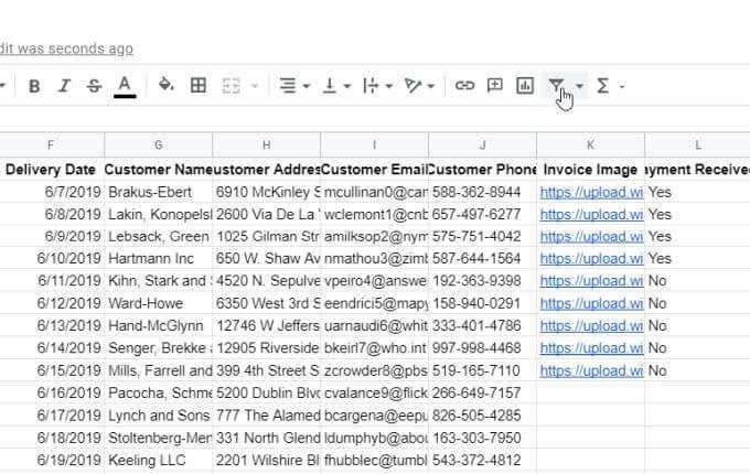 So filtern Sie in Google Sheets