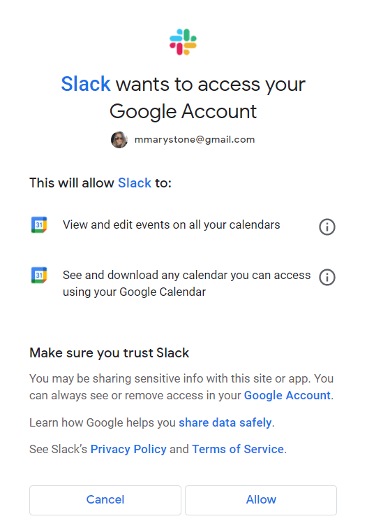 Slack synchroniseren met Google Agenda