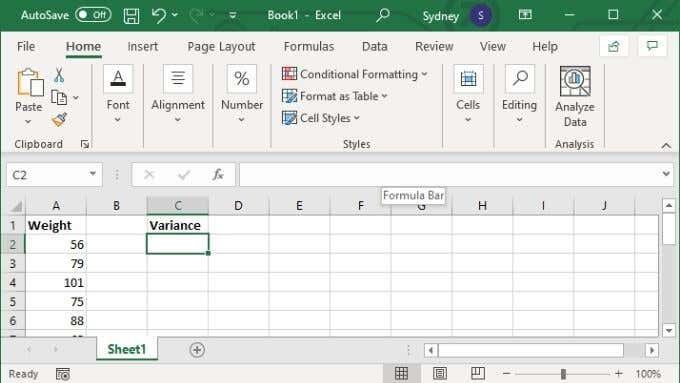 So berechnen Sie die Varianz in Excel