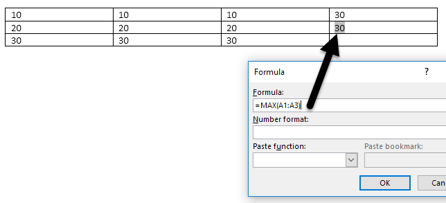 Formules maken en gebruiken in tabellen in Word