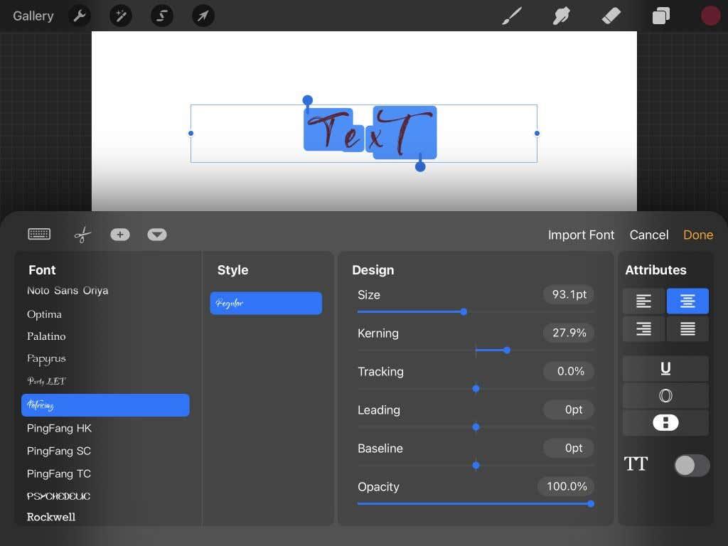 วิธีนำเข้าฟอนต์เข้าสู่ Procreate