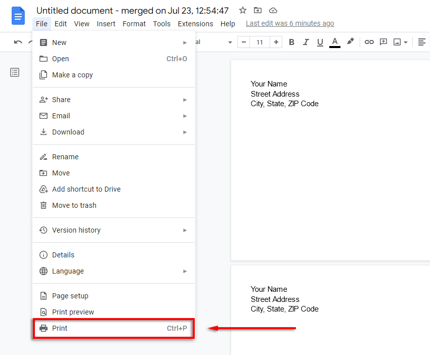 Comment imprimer sur une enveloppe à l'aide de Google Docs