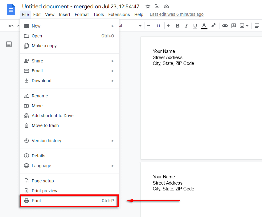 Come stampare su una busta utilizzando Google Docs