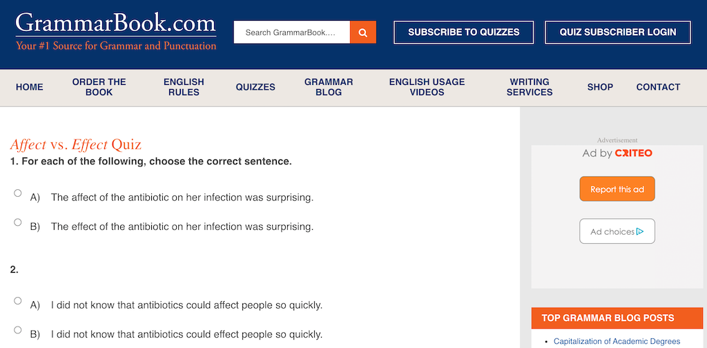 Affecté vs Effectué : 10 sites qui vous apprennent à utiliser correctement la grammaire anglaise