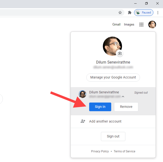 Come modificare l'account Google predefinito