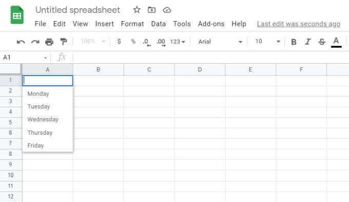 De vervolgkeuzelijsten van Google Spreadsheets gebruiken