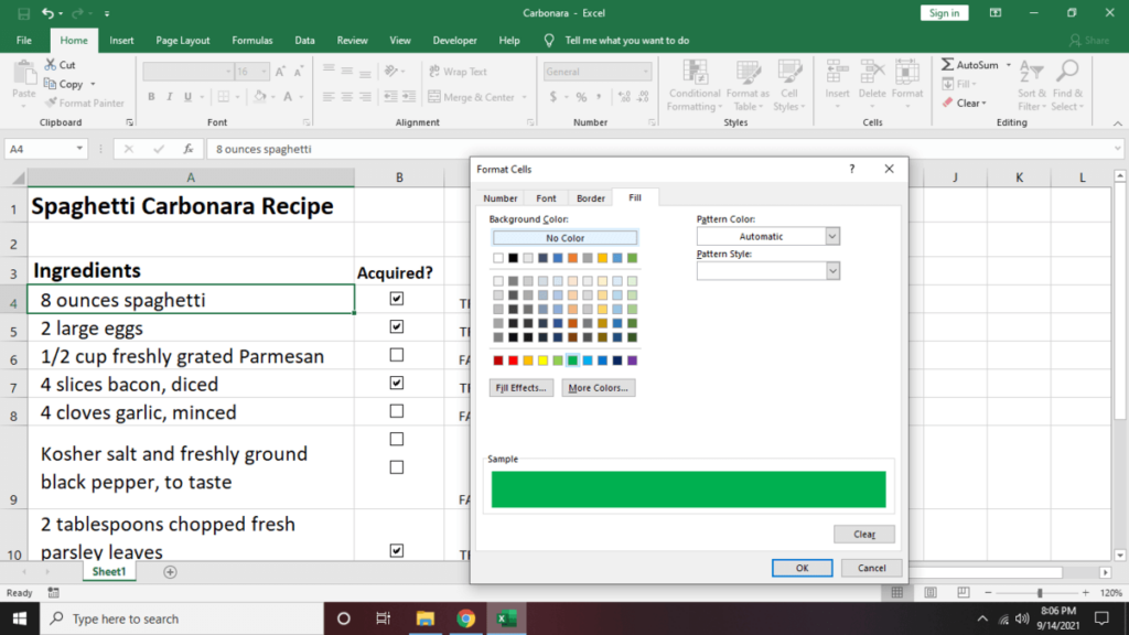 Cara Membuat Senarai Semak dalam Excel