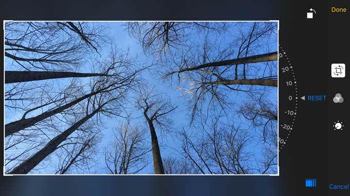 Anzeigen und Aufnehmen von Fotos im Breitbildformat (16:9) auf dem iPhone