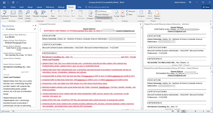 Comment utiliser Comparer et combiner des documents dans Word