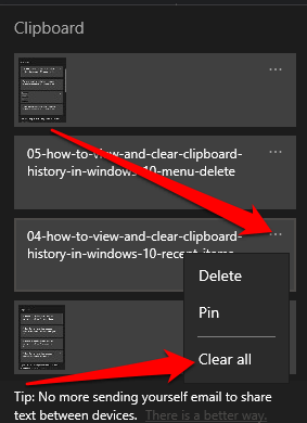 Como visualizar e limpar o histórico da área de transferência no Windows 10