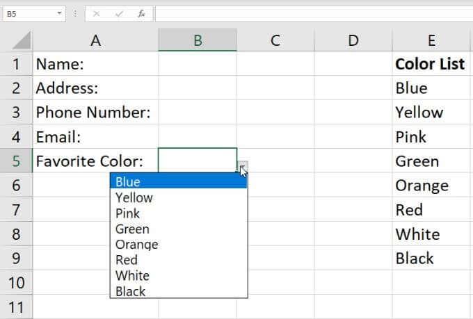 So erstellen Sie eine Dropdown-Liste in Excel