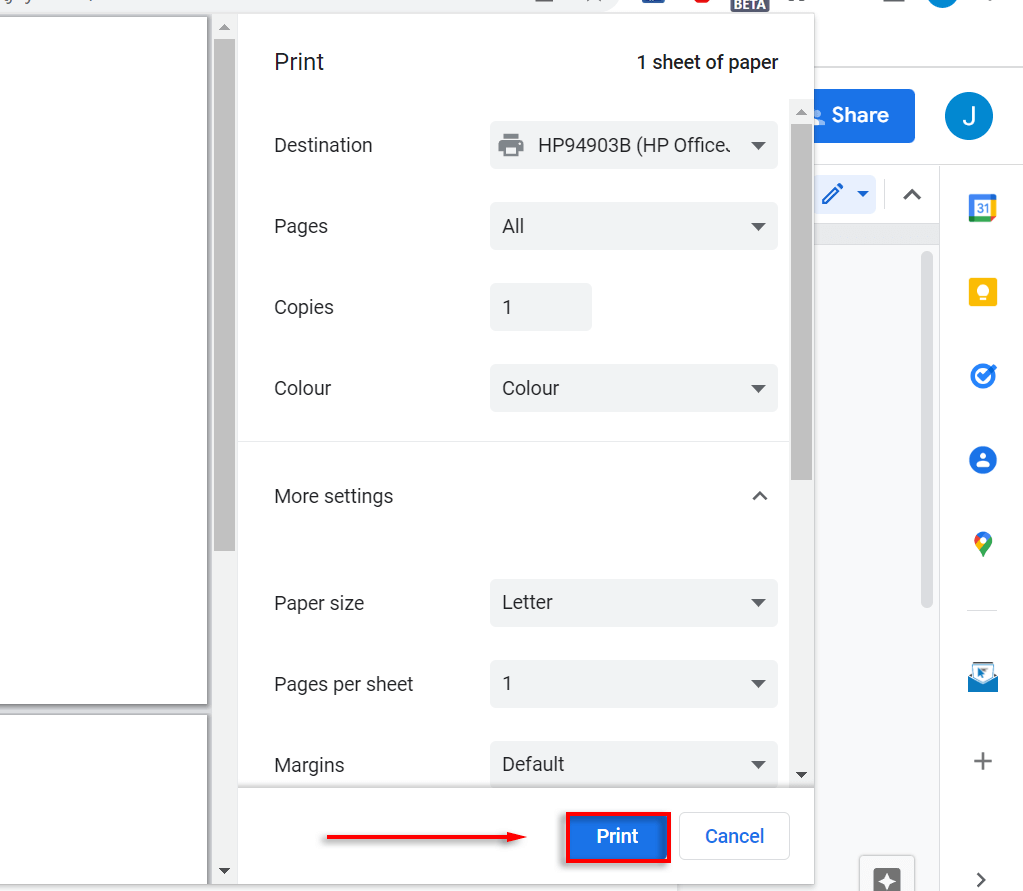 Afdrukken op een envelop met Google Docs