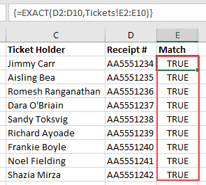 วิธีหาค่าที่ตรงกันใน Excel