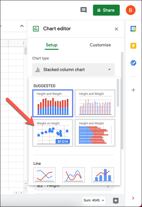 So erstellen Sie ein Streudiagramm in Google Sheets