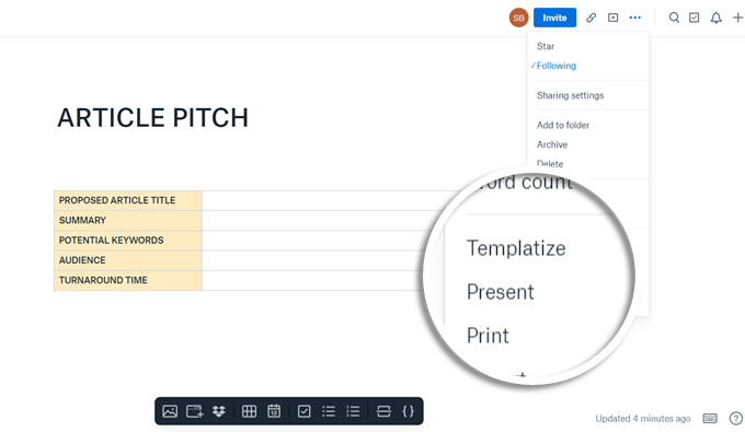 Cómo hacer y usar plantillas de papel de Dropbox