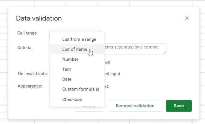 Como usar as listas suspensas do Planilhas Google