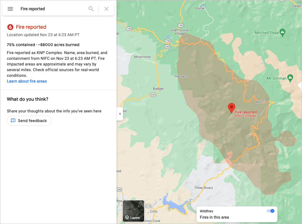 Hoe Google Maps Wildfire Tracking te gebruiken