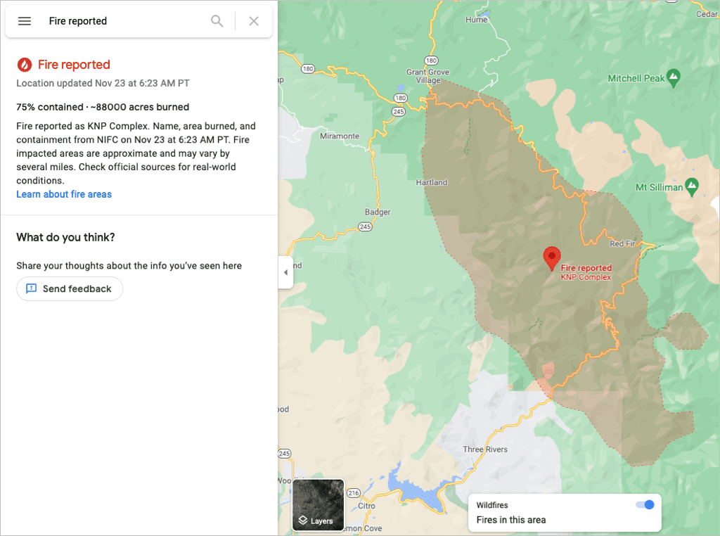 Come utilizzare il monitoraggio degli incendi di Google Maps