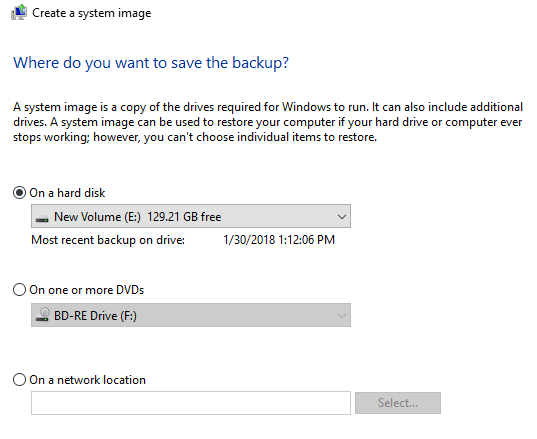 دليل OTT للنسخ الاحتياطية وصور النظام والاسترداد في Windows 10
