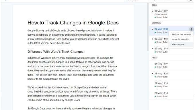 Como rastrear alterações no Google Docs