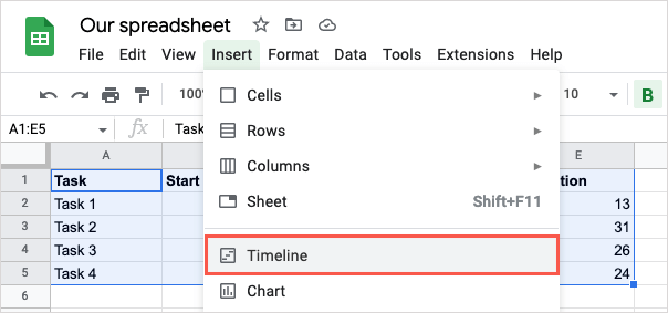 Como usar a visualização da linha do tempo do Planilhas Google para gerenciar projetos