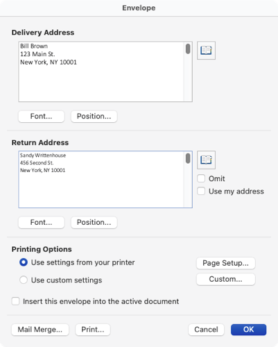 Cara Mencetak pada Sampul Surat dalam Microsoft Word