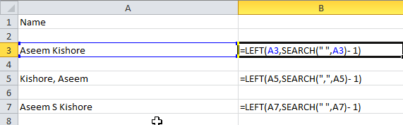 วิธีแยกชื่อและนามสกุลใน Excel