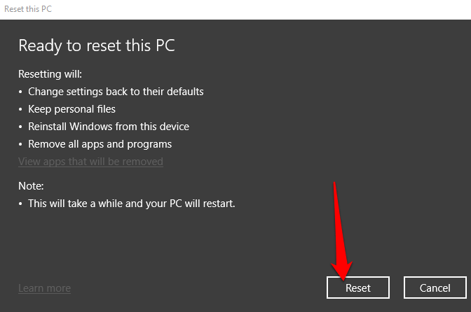 Cómo restablecer de fábrica Windows 10