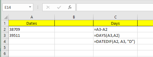 Datums aftrekken in Excel