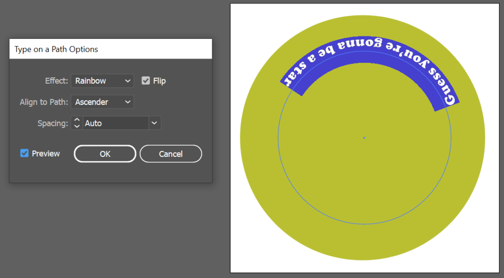 วิธีพลิกข้อความบนเส้นทางใน Illustrator