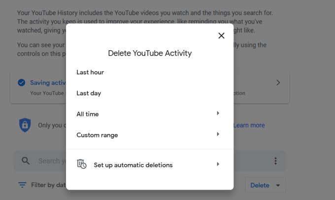 YouTube 기록 및 검색 활동을 삭제하는 방법
