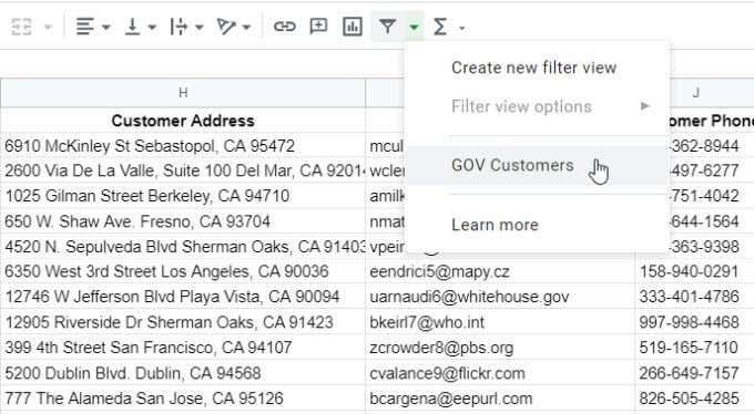 So filtern Sie in Google Sheets