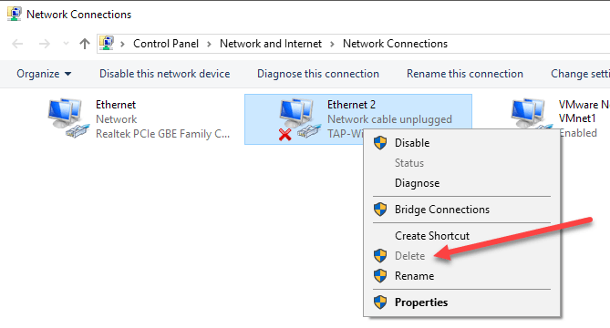 Nu puteți șterge adaptorul de rețea în Windows 10?