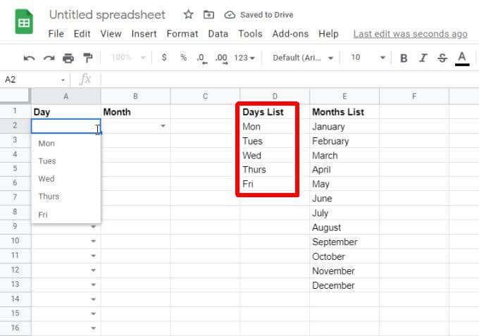 Comment utiliser les listes déroulantes Google Sheets