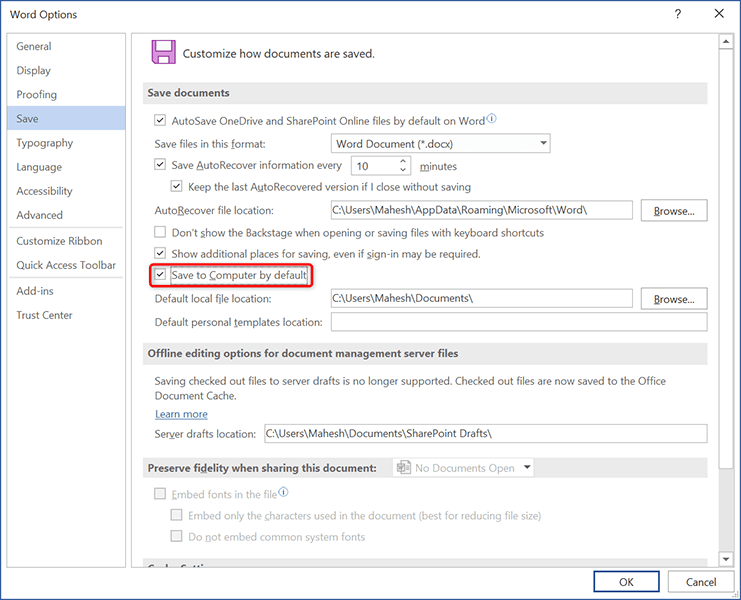 So speichern Sie Office-Dokumente standardmäßig auf dem lokalen Computer