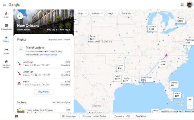 Comment utiliser Google Flights