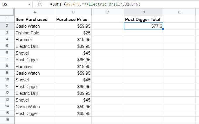 So verwenden Sie SUMIF in Google Sheets