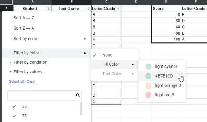 Como classificar ou filtrar por cor no Google Sheets