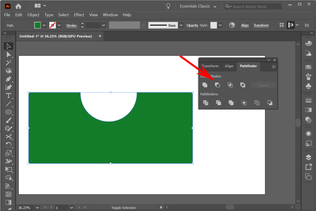 วิธีการตัดรูปร่างใน Illustrator