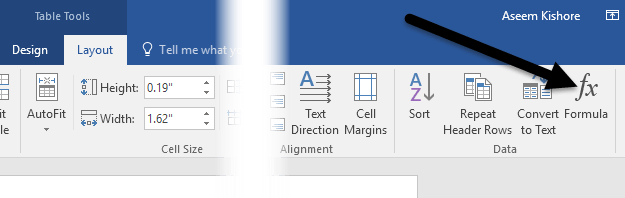 Word で表に数式を作成して使用する方法