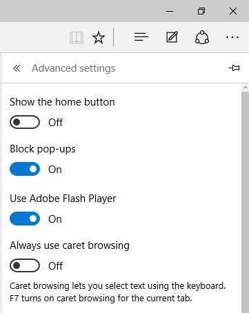 Bagaimana untuk melumpuhkan Adobe Flash dalam Microsoft Edge pada Windows 10