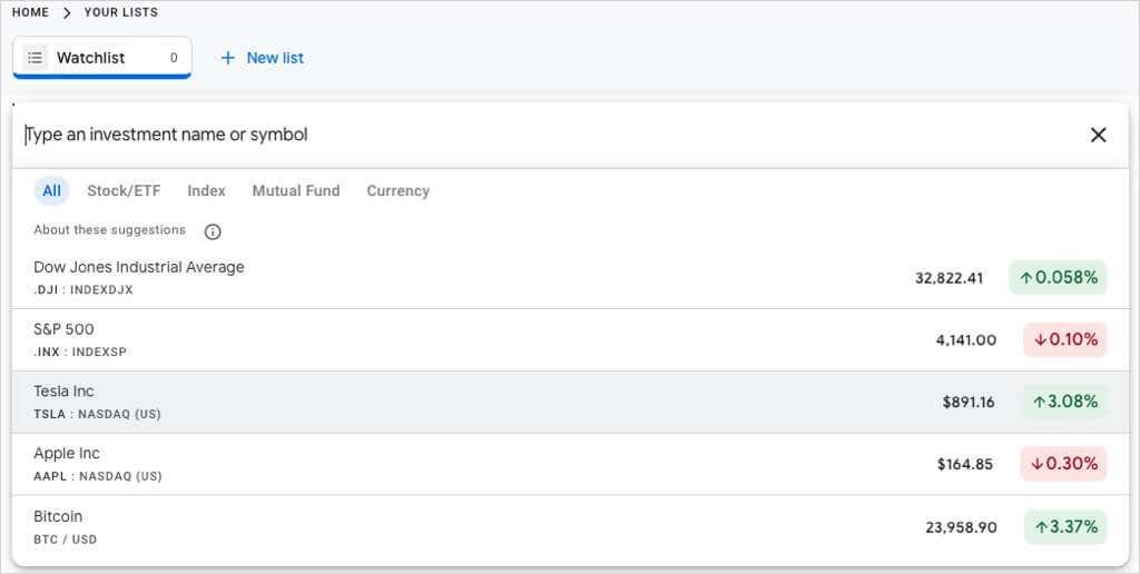 Cum să configurați o listă de urmărire a stocurilor pe Google Finance