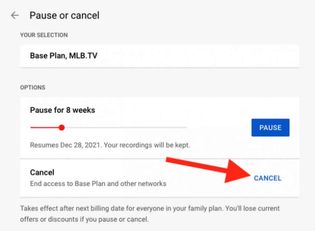Comment annuler ou mettre en pause votre abonnement YouTube TV