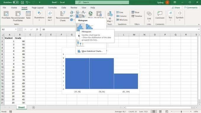 如何在 Excel 中製作直方圖