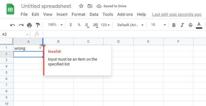 De vervolgkeuzelijsten van Google Spreadsheets gebruiken