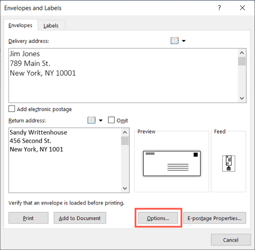 Cómo imprimir en un sobre en Microsoft Word