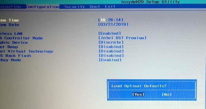 Cómo restablecer el BIOS a la configuración predeterminada