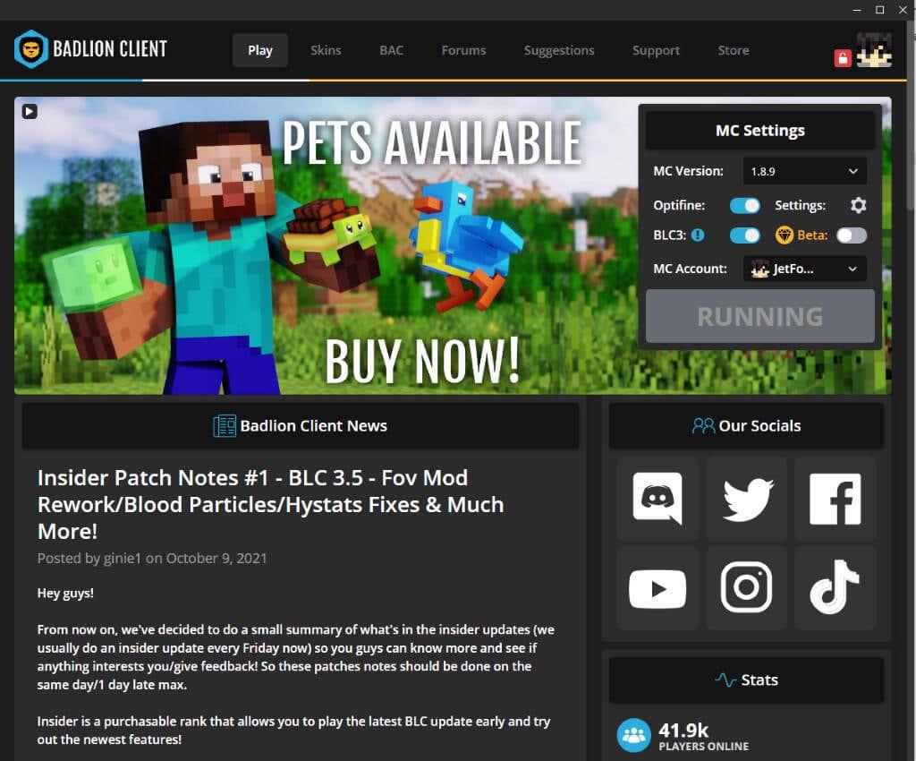 Apakah Pelanggan Badlion Minecraft?