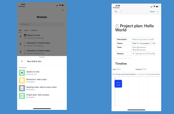 Cómo hacer y usar plantillas de papel de Dropbox