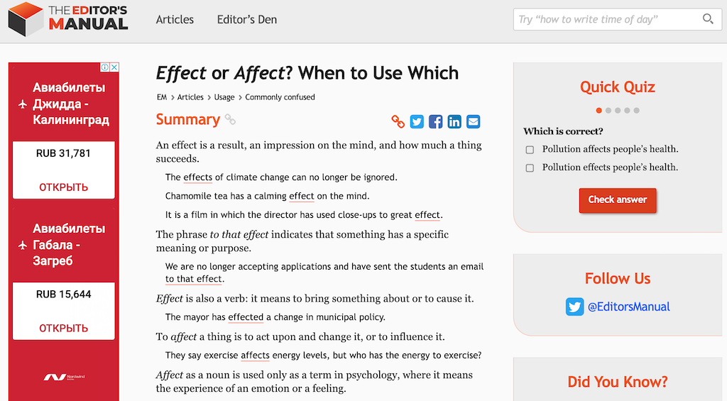 Dotknięty kontra dotknięty: 10 witryn, które uczą poprawnego użycia gramatyki angielskiej